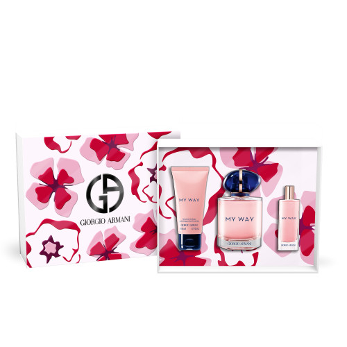 ARMANI MY WAY 3 PCS SET FOR WOMEN: 3 OZ EAU DE PARFUM SPRAY + 0.5 EAU DE PARFUM SPRAY + 1.7 BODY LOTION.
