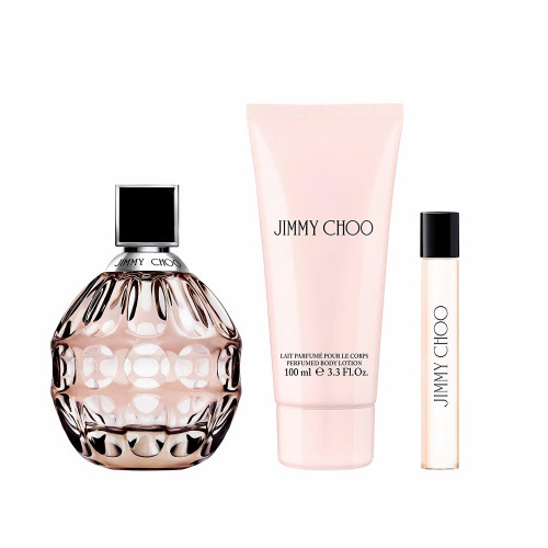 JIMMY CHOO 3 PCS SET FOR WOMEN: 3.3 EAU DE PARFUM SPRAY + 3.3 BODY LOTION + 0.25 EAU DE PARFUM SPRAY JIMMY CHOO 3 PCS SET FOR WOMEN: 3.3 EAU DE PARFUM SPRAY + 3.3 BODY LOTION + 0.25 EAU DE PARFUM SPRAY