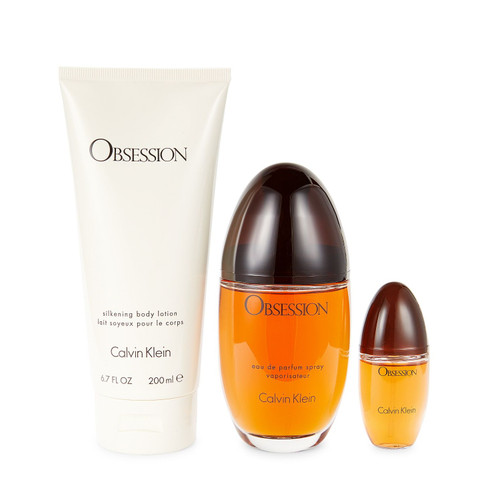 CALVIN KLEIN OBSESSION 3 PCS SET FOR WOMEN: 3.4 EAU DE PARFUM SPRAY + 0.5 EAU DE PARFUM SPRAY + 6.7 BODY LOTION