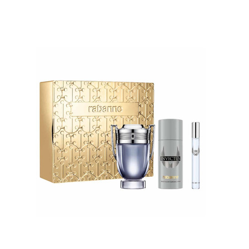 PACO RABANNE INVICTUS 3 PCS SET: 3.4 EAU DE TOILETTE SPRAY + 0.34 EAU DE TOILETTE SPRAY + 5.1 DEODORANT SPRAY (METAL) PACO RABANNE INVICTUS 3 PCS SET: 3.4 EAU DE TOILETTE SPRAY + 0.34 EAU DE TOILETTE SPRAY + 5.1 DEODORANT SPRAY (METAL)