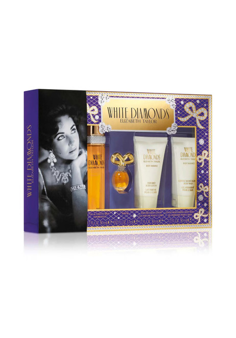 WHITE DIAMONDS 4 PCS SET: 1.7 EAU DE TOILETTE SPRAY + 3.7ML PARFUM MINI + 1.7 BODY LOTION + 1.7 BODY WASH
