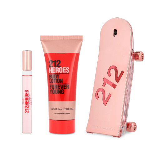 212 HEROES 3 PCS SET FOR WOMEN: 2.7 EAU DE PARFUM SPRAY + 3.4 BODY LOTION + 0.34 EAU DE PARFUM ROLLERBALL
