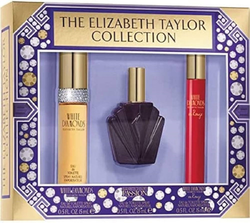 ELIZABETH TAYLOR 3 X 0.5 EAU DE TOILETTE SPRAY SET FOR WOMEN: WHITE DIAMONDS + PASSION + WHITE DIAMONDS EN ROUGE