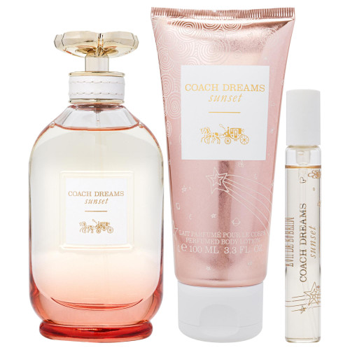 COACH DREAMS SUNSET 3 PCS SET FOR WOMEN: 3 OZ EAU DE PARFUM SPRAY + 3.4 BODY LOTION + 0.25 EAU DE PARFUM SPRAY COACH DREAMS SUNSET 3 PCS SET FOR WOMEN: 3 OZ EAU DE PARFUM SPRAY + 3.4 BODY LOTION + 0.25 EAU DE PARFUM SPRAY