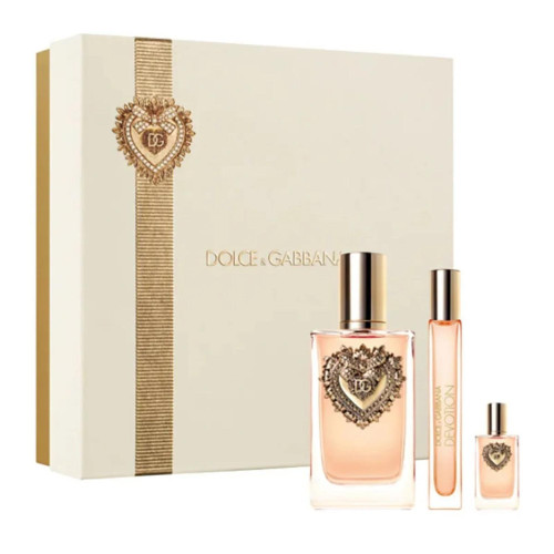 DOLCE & GABBANA DEVOTION 3 PCS SET FOR WOMEN: 3.3 EAU DE PARFUM SPRAY + 0.33 EAU DE PARFUM SPRAY + 5 ML EAU DE PARFUM MINI DOLCE & GABBANA DEVOTION 3 PCS SET FOR WOMEN: 3.3 EAU DE PARFUM SPRAY + 0.33 EAU DE PARFUM SPRAY + 5 ML EAU DE PARFUM MINI