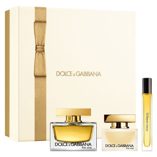 DOLCE & GABBANA THE ONE 3 PCS SET FOR WOMEN: 2.5 EAU DE PARFUM SPRAY + 0.33 EAU DE PARFUM SPRAY + 1 OZ HAIR MIST