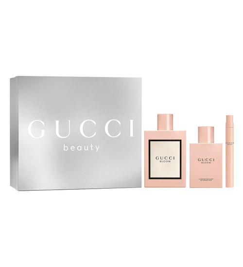 GUCCI BLOOM 3 PCS SET FOR WOMEN: 3.3 EAU DE PARFUM SPRAY + 0.33 EAU DE PARFUM SPRAY + 3.3 BODY LOTION