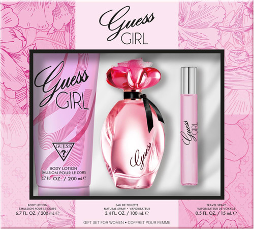 GUESS GIRL 3 PCS SET: 3.4 EAU DE TOILETTE SPRAY + 0.5 EAU DE TOILETTE SPRAY + 6.7 BODY LOTION GUESS GIRL 3 PCS SET: 3.4 EAU DE TOILETTE SPRAY + 0.5 EAU DE TOILETTE SPRAY + 6.7 BODY LOTION