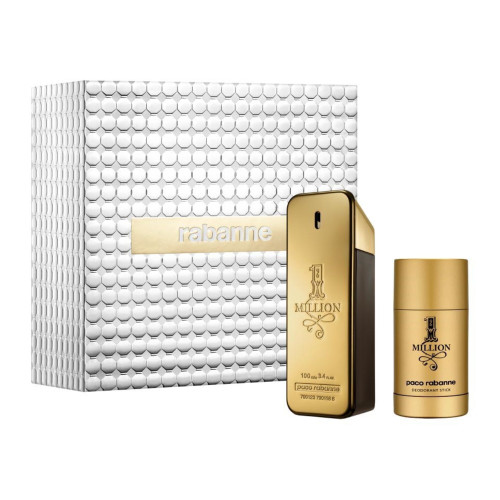 PACO RABANNE ONE MILLION 2 PCS SET FOR MEN: 3.4 EAU DE TOILETTE SPRAY + 2.3 DEODORANT STICK. PACO RABANNE ONE MILLION 2 PCS SET FOR MEN: 3.4 EAU DE TOILETTE SPRAY + 2.3 DEODORANT STICK.