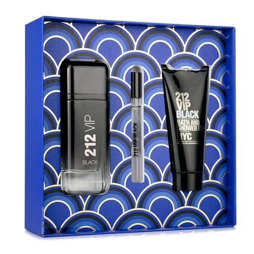 CAROLINA HERRERA 212 VIP BLACK 3 PCS SET FOR MEN: 3.4 EAU DE PARFUM SPRAY + 0.33 OZ EAU DE PARFUM SPRAY + 3.4 SHOWER GEL. CAROLINA HERRERA 212 VIP BLACK 3 PCS SET FOR MEN: 3.4 EAU DE PARFUM SPRAY + 0.33 OZ EAU DE PARFUM SPRAY + 3.4 SHOWER GEL.