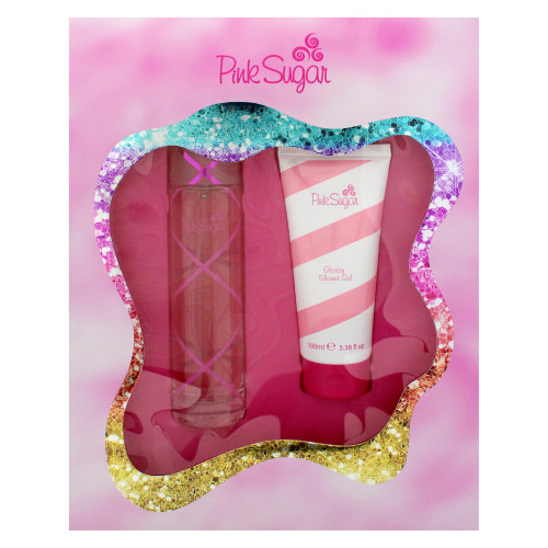 PINK SUGAR 2 PCS SET FOR WOMEN: 3.4 EAU DE TOILETTE SPRAY + 3.4 SHOWER GEL PINK SUGAR 2 PCS SET FOR WOMEN: 3.4 EAU DE TOILETTE SPRAY + 3.4 SHOWER GEL