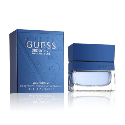 GUESS SEDUCTIVE BLUE 1 OZ EAU DE TOILETTE SPRAY FOR MEN.