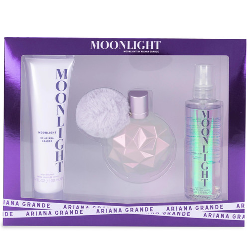 ARIANA GRANDE MOONLIGHT 3 PCS SET FOR WOMEN: 3.4 EAU DE PARFUM SPRAY + 4 OZ BODY MIST + 3.4 BODY SOUFFLE ARIANA GRANDE MOONLIGHT 3 PCS SET FOR WOMEN: 3.4 EAU DE PARFUM SPRAY + 4 OZ BODY MIST + 3.4 BODY SOUFFLE