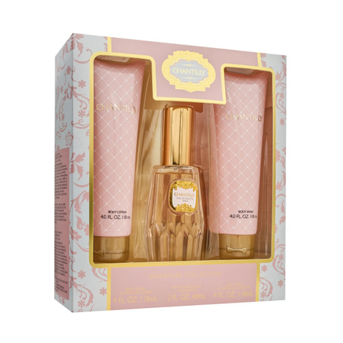CHANTILLY 3 PCS SET FOR WOMEN: 2 OZ EAU DE TOILETTE SPRAY + 4 OZ BODY LOTION + 4 OZ BODY WASH
