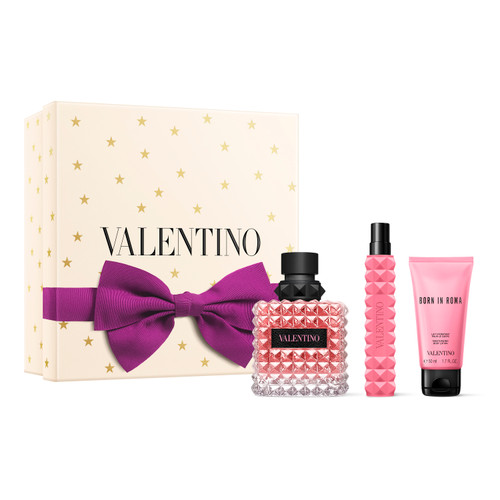 VALENTINO DONNA BORN IN ROMA 3 PCS SET FOR WOMEN: 3.4 EAU DE PARFUM SPRAY + 0.33 EAU DE PARFUM SPRAY + 1.7 BODY LOTION