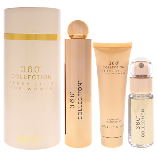 360 COLLECTION 3 PCS SET FOR WOMEN: 3.4 EAU DE PARFUM SPRAY + 0.25 EAU DE PARFUM SPRAY + 3 OZ SHOWER GEL