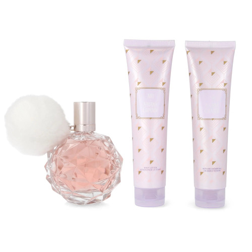 ARIANA GRANDE ARI 3 PCS SET FOR WOMEN: 3.4 EAU DE PARFUM SPRAY + 3.4 BATH AND SHOWER GEL + 3.4 BODY SOUFFLE