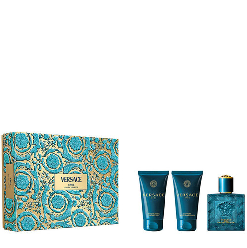 VERSACE EROS 3 PCS SET FOR MEN: 1.7 EAU DE TOILETTE SPRAY + 1.7 SHOWER GEL + 1.7 AFTER SHAVE..