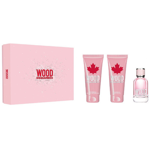 DSQUARED2 WOOD 3 PCS SET FOR WOMEN: 1.7 EAU DE TOILETTE SPRAY  3.4 BODY LOTION + 3.4 SHOWER GEL