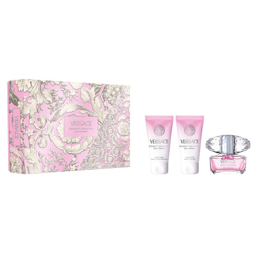 VERSACE BRIGHT CRYSTAL 3 PCS SET FOR WOMEN: 1.7 EAU DE TOILETTE SPRAY + 1.7 BATH & SHOWER GEL + 1.7 BODY LOTION