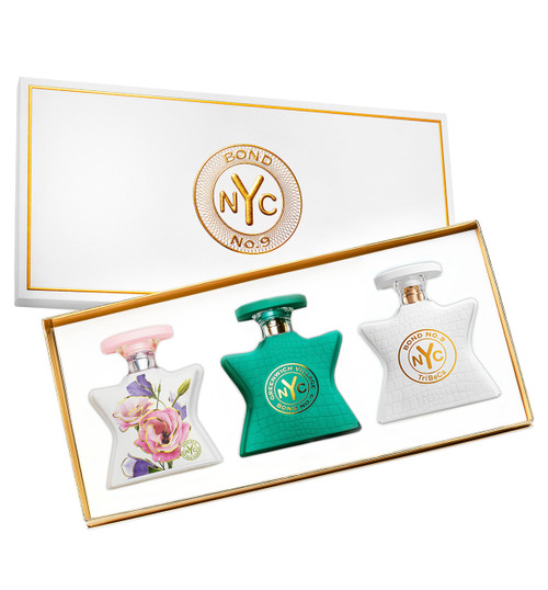 BOND NO. 9 3 * 1.7 EAU DE PARFUM SPRAY SET FOR WOMEN: NEW YORK FLOWERS + GREENWICH VILLAGE + TRIBECA
