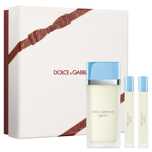 DOLCE & GABBANA LIGHT BLUE 3 PCS SET FOR WOMEN: 3.3 EAU DE TOILETTE SPRAY + 2 * 0.33 EAU DE TOILETTE SPRAY