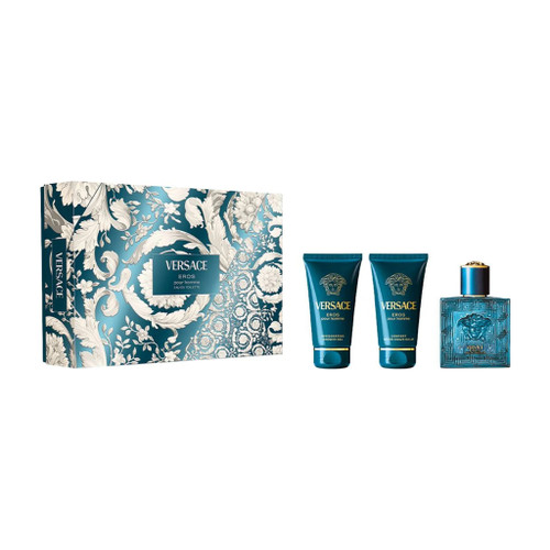VERSACE EROS 3 PCS SET FOR MEN: 1.7 EAU DE TOILETTE SPRAY + 1.7 SHOWER GEL + 1.7 AFTER SHAVE BALM.