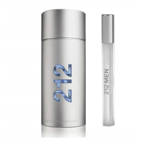 CAROLINA HERRERA 212 2 PCS SET FOR MEN: 3.4 EAU DE TOILETTE SPRAY + 0.34 EAU DE TOILETTE TRAVEL SPRAY