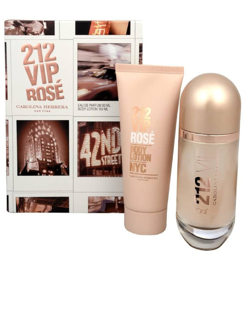 CAROLINA HERRERA 212 VIP ROSE 2 PCS SET FOR WOMEN: 2.7 EAU DE PARFUM SPRAY + 3.4 BODY LOTION......