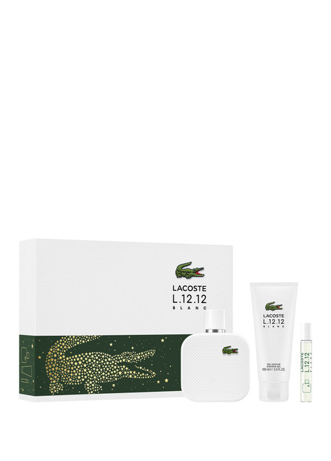 LACOSTE L.12.12 BLANC 3 PCS SET: 3.3 EAU DE TOILETTE SRPAY + 0.75 EAU DE TOILETTE SPRAY + 3.3 SHOWER GEL