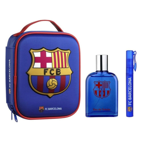 DISNEY FC BARCELONA 3 PCS SET: 3.4 EAU DE TOILETTE SPRAY + 0.34 PARFUM TRAVEL SPRAY + 3D ZIP CASE