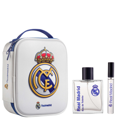 DISNEY REAL MADRID 3 PCS SET: 3.4 EAU DE TOILETTE SPRAY + 0.34 PARFUM TRAVEL SPRAY + 3D ZIP CASE