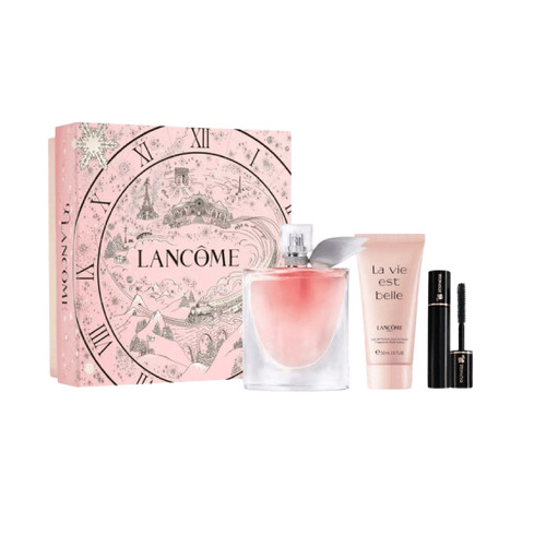 LANCOME LA VIE EST BELLE 3 PCS SET FOR WOMEN: 3.4 EAU DE PARFUM SPRAY + 1.6 BODY LOTION + 1.6 MINI MASCARA