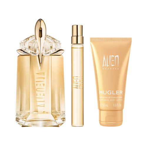 ALIEN GODDESS 3 PCS SET FOR WOMEN: 3 OZ EAU DE PARFUM SPRAY + 0.34 EAU DE PARFUM TRAVEL SPRAY + 1.6 BODY LOTION