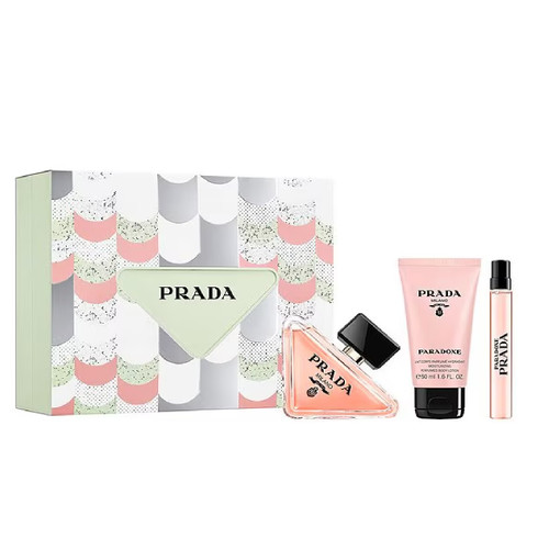 PRADA PARADOXE 3 PCS SET FOR WOMEN: 3 OZ EAU DE PARFUM SPRAY + 0.34 EAU DE PARFUM TRAVEL SPRAY + 1.6 BODY LOTION