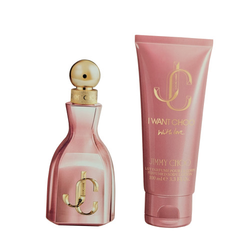 JIMMY CHOO I WANT CHOO WITH LOVE 2 PCS SET FOR WOMEN: 2 OZ EAU DE PARFUM SPRAY + 3.3 BODY LOTION