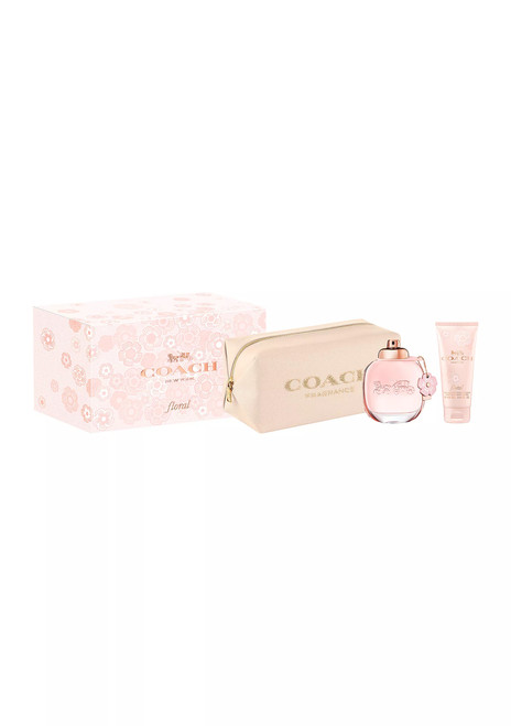 COACH FLORAL 3 PCS SET FOR WOMEN: 3 OZ EAU DE PARFUM SPRAY + 3.3 BODY LOTION + POUCH