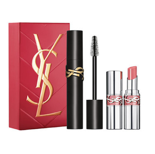 YSL LASH CLASH 2 PCS SET FOR WOMEN: 0.33 LASH CLASH MASCARA + 0.11 LOVESHINE LIP OIL STICK #044 NUDE LAVALLIERE