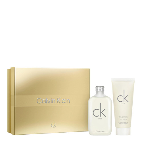 CK ONE 2 PCS SET: 6.7 EAU DE TOILETTE SPRAY + 6.7 SKIN MOISTURIZER LOTION