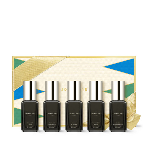 JO MALONE 5 PCS* 0.3 COLOGNE INTENSE SPRAY SET: SCARLET POPPY + CYPRESS & GRAPEVINE + MYRRH & TONKA + VELVET ROSE & OUD + HINOKI & CEDARWOOD