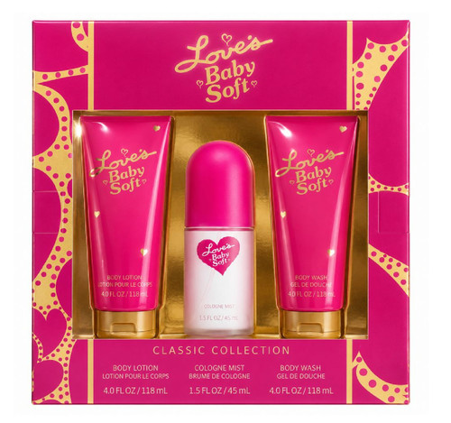 LOVE'S BABY SOFT 3 PCS SET FOR WOMEN: 1.5 COLOGNE MIST SPRAY + 2.5 BODY LOTION + 2.5 BODY WASH