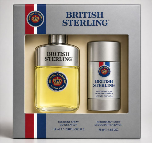 BRITISH STERLING 2 PCS SET FOR MEN: 3.8 COLOGNE SPRAY + 2.6 DEODORANT STICK