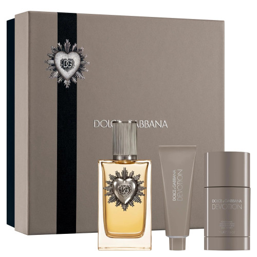 DOLCE & GABBANA DEVOTION 3 PCS SET FOR MEN: 3.3 EAU DE PARFUM SPRAY + 1.69 SHOWER GEL + 2.6 DEODORANT STICK
