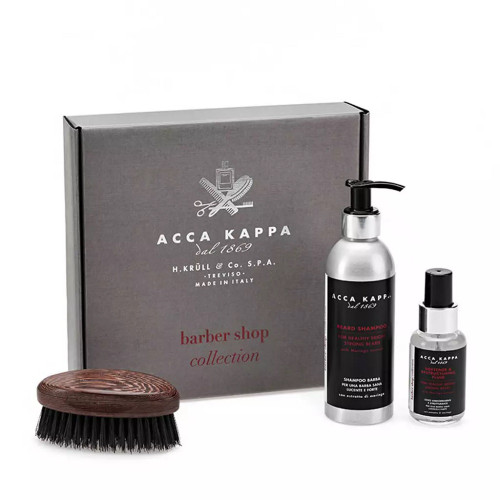 ACCA KAPPA BARBER SHOP 3 PCS GIFT SET: 6.7 BEARD SHAMPOO + 1.7 BEARD FLUID + BEARD BRUSH