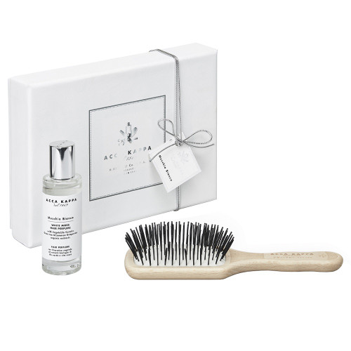 ACCA KAPPA WHITE MOSS 3 PCS GIFT SET: 1 OZ HAIR PERFUME + BEECHWOOD HAIR BRUSH