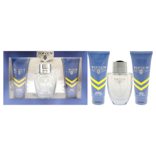 TOP GUN CHEVRON 3 PCS SET FOR MEN: 3.4 EAU DE TOILETTE SPRAY + 3.4 AFTER SHAVE BALM + 3.4 BODY WASH TOP GUN CHEVRON 3 PCS SET FOR MEN: 3.4 EAU DE TOILETTE SPRAY + 3.4 AFTER SHAVE BALM + 3.4 BODY WASH