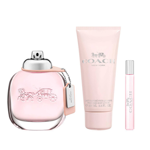 COACH NEW YORK 3 PCS SET FOR WOMEN: 3 OZ EAU DE TOILETTE SPRAY + 0.25 EAU DE TOILETTE SPRAY + 3.3 BODY LOTION (HARD BOX)