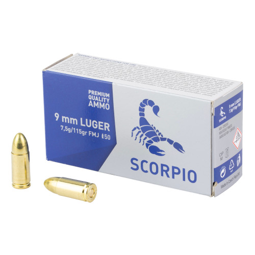 SCORPIO AMMO 9MM 115GR FMJ 50 Rounds