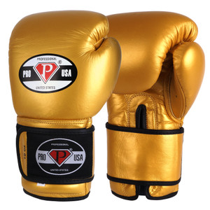 PRO USA Professional Hook-N-Loop Boxing Gloves Leather -Gold Great Traditional Professional Mexican design with multi-layer padding for optimal shock absorption. An added memory foam layer delivers superior coverage. Selected from the finest leathers to offer an incredibly gifted training glove. Satin nylon hard compartment liner delivers a special feel to the athlete, while alleviating water absorption into the gloves. Extra wide leather wrap around wrist strap with Hook-N-Loop closure for a firm, supportive fit. Ideal for bag workouts and sparring. PRO USA Professional Hook-N-Loop Boxing Gloves Leather -Gold Great Traditional Professional Mexican design with multi-layer padding for optimal shock absorption. An added memory foam layer delivers superior coverage. Selected from the finest leathers to offer an incredibly gifted training glove. Satin nylon hard compartment liner delivers a special feel to the athlete, while alleviating water absorption into the gloves. Extra wide leather wrap around wrist strap with Hook-N-Loop closure for a firm, supportive fit. Ideal for bag workouts and sparring.