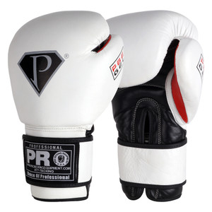 PRO GEL BOXING GLOVES -WHITE-BLACK-RED LEATHER PRO GEL BOXING GLOVES -WHITE-BLACK-RED LEATHER